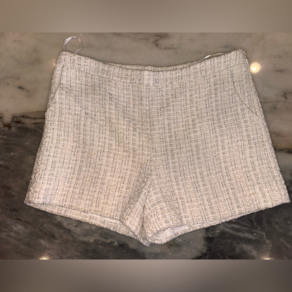 Fore Size Large Wool Blend Women's Tweed White‎ & Silver Shorts